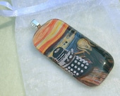 Doctor Who, Dalek, Edvard Munch's Scream, Glass Tile necklace. 24" Silver plated Chain. Photo Art