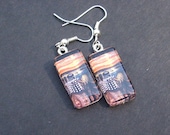 Doctor Who, Dalek, Edvard Munch's Scream, Glass Tile Earrings. Silver plated. Photo Art