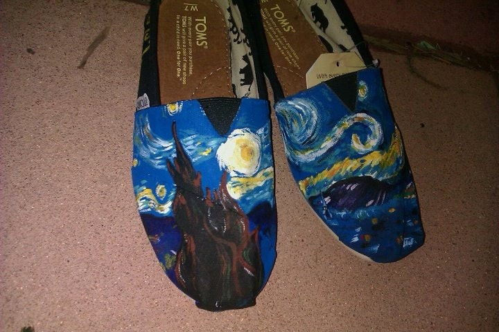 Starry Night hand painted TOMS
