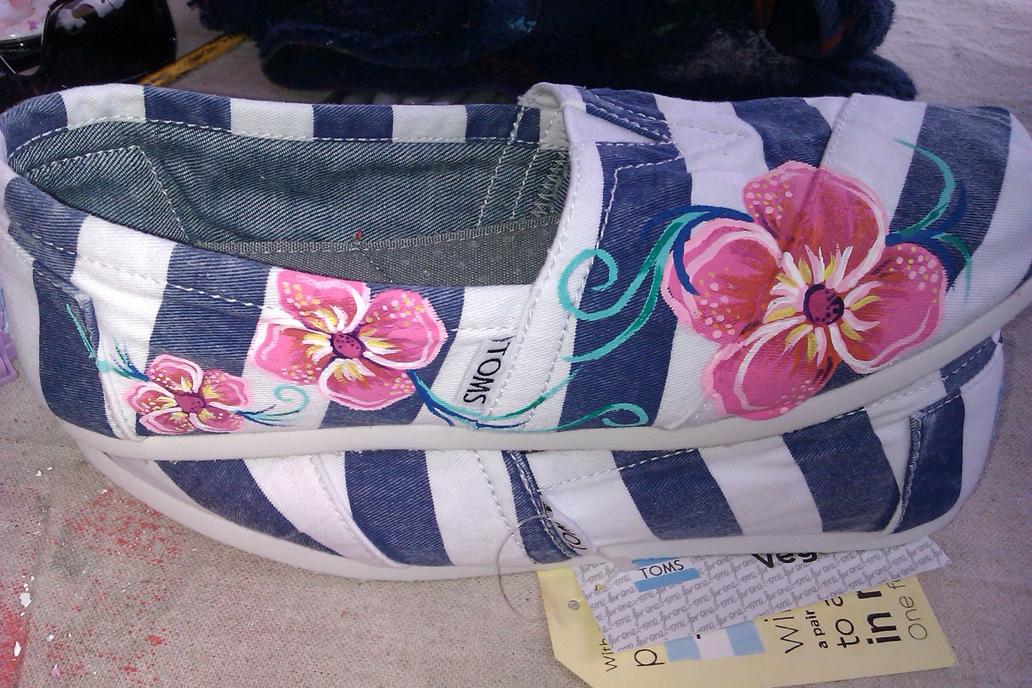 Little Pink Flowers hand painted TOMS