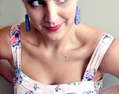 Purple Gumdrop Hand Embroidered Earrings - (French Knots/ Beading) - Emma