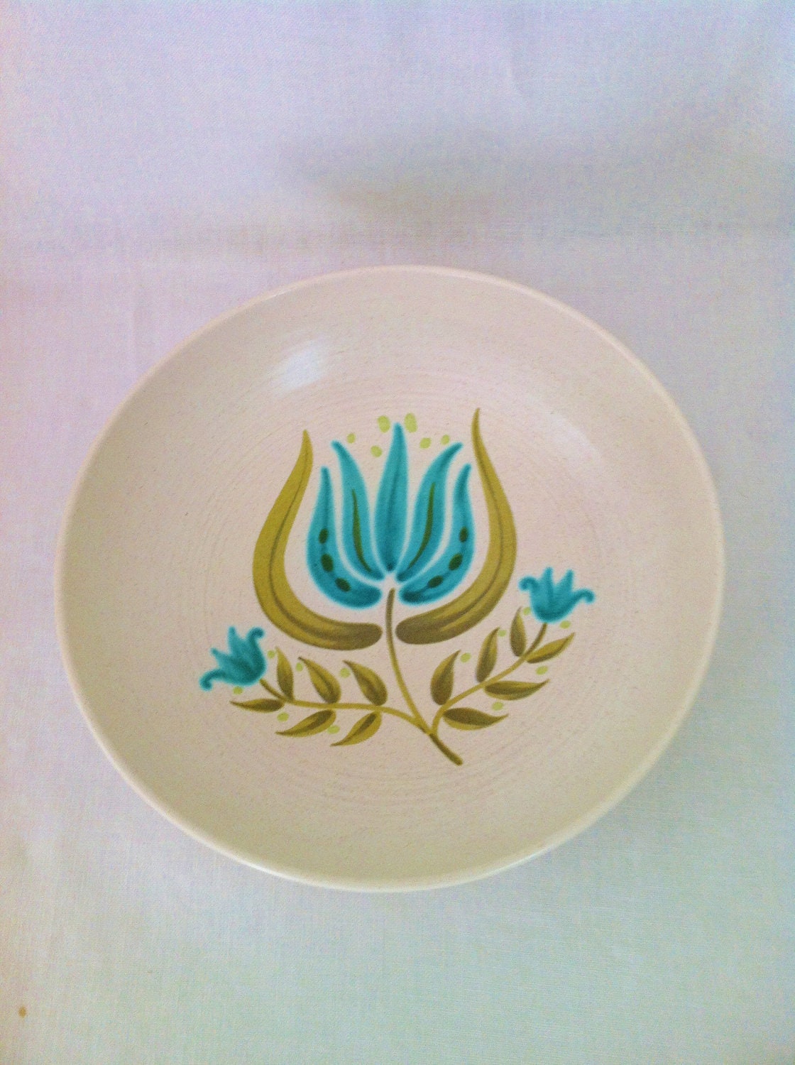 Reserved for RalphLarge aqua green serving bowl Tuliptime Franciscan earthenware vintage bridal