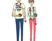 Hipsters Print - Hand-Illustrated