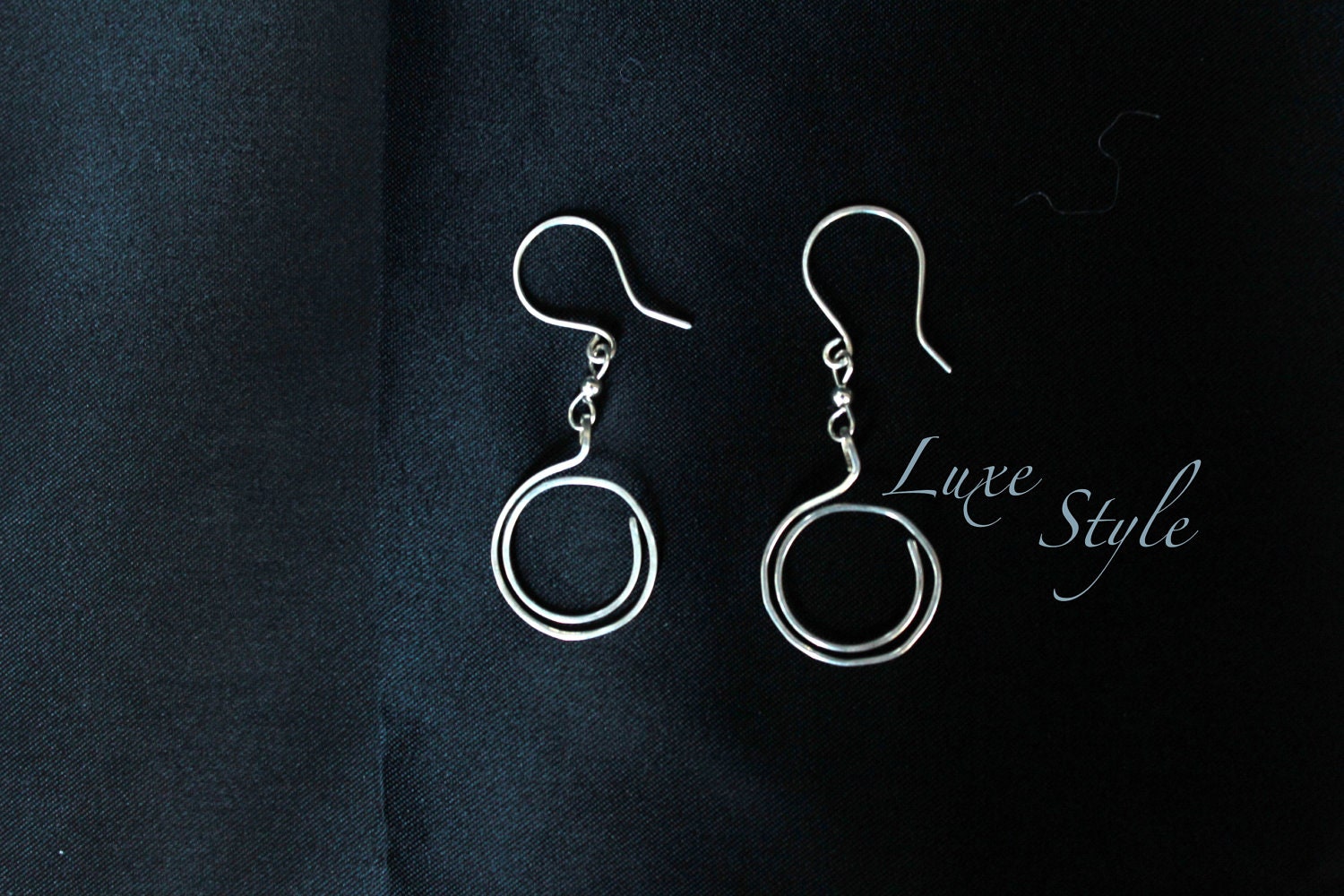 Metal Ear Rings Sterling Silver Wire Hammered Spiral Handmade Jewelry Eco friendly Modern Contemporary Luxe Style