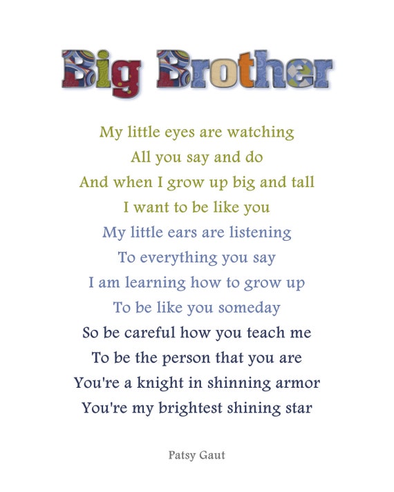 Items Similar To Big Brother Poem 8x10 JPG On Etsy