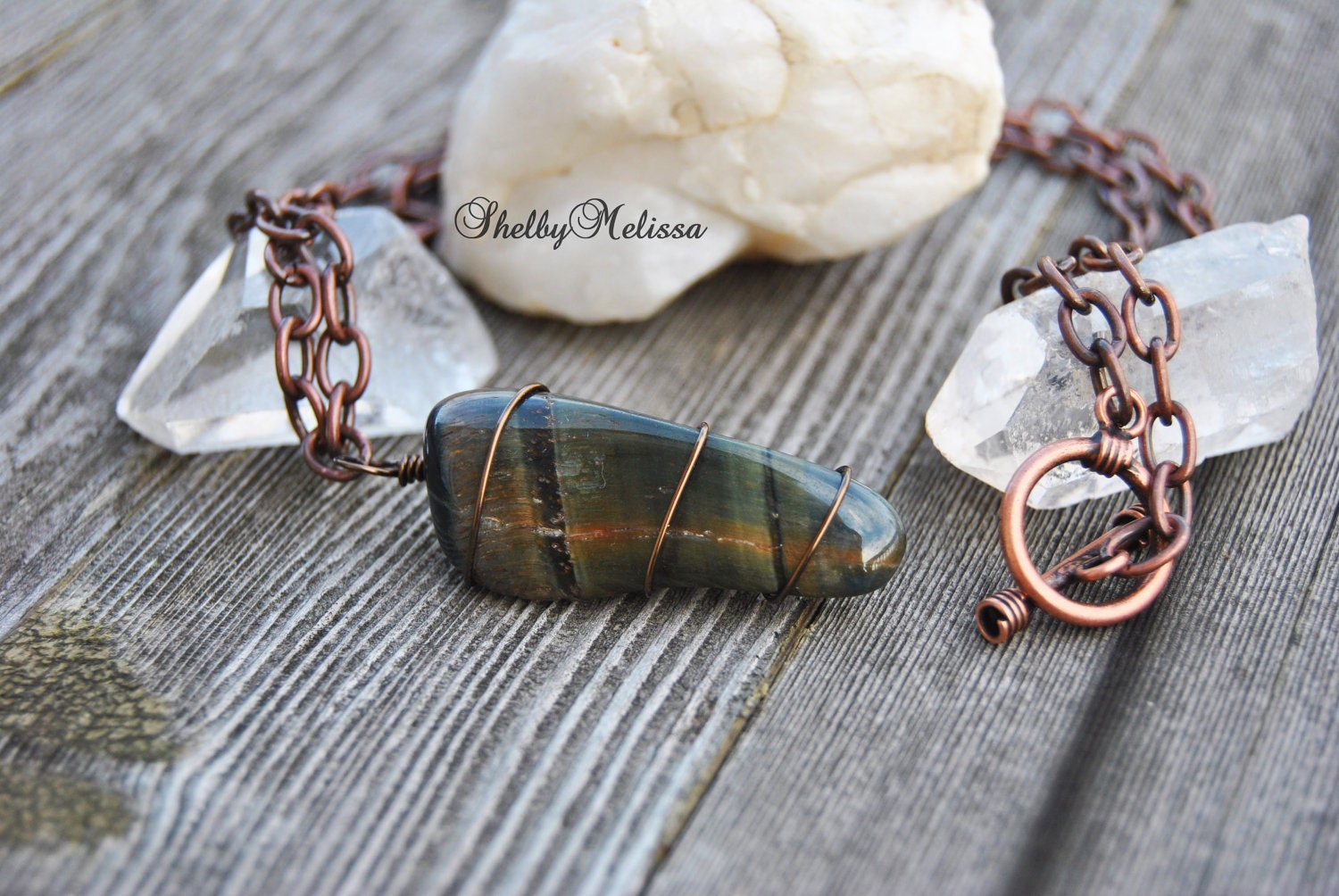 Copper and Brass Cat's Eye Necklace