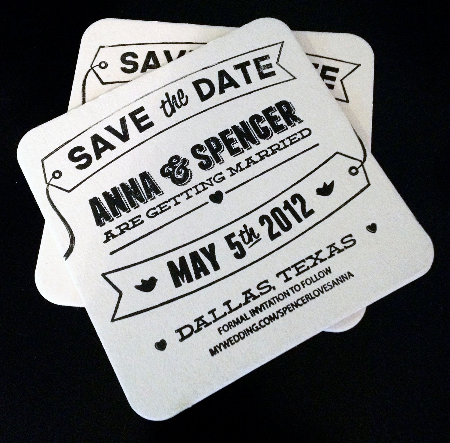 Letterpress Save the Date Coaster