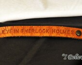 Sherlock Holmes "I Believe in SH" Leather Tooled Bracelet