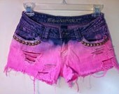 Pink 'Ombre Dip-Dyed Studded Shorts