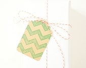 Green Chevron Christmas Gift Tags - Set of 25