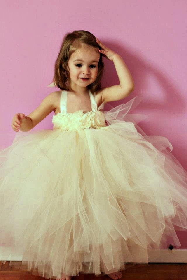 Ivory Flower Girl Tutu Dress, 6-18 months, Perfect for Birthday, Wedding and Formal