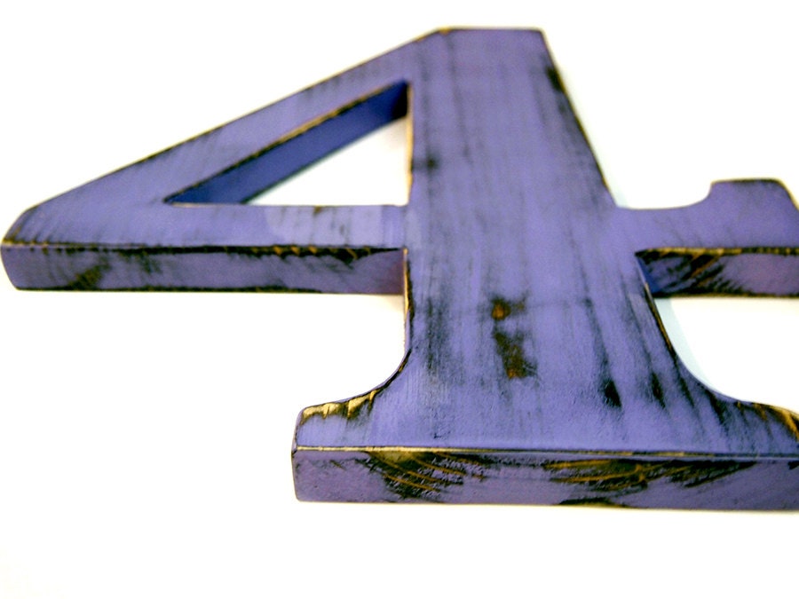 Wooden Number 4 (Lavender) Kids Birthday Party Decor Pine Wood Sign Wall Decor Large Number Photo Prop Nursery
