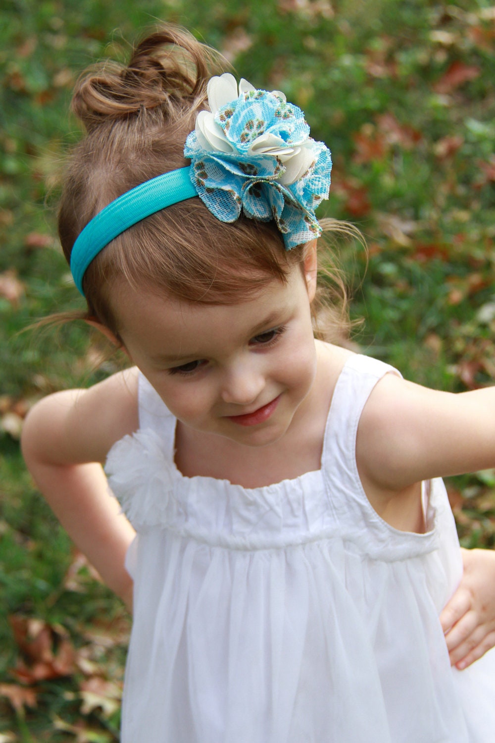 Blue Flower Headband, Blue Hand Sewn Flower, Large Blue Flower, Blue Headband, Blue Toddler Headband