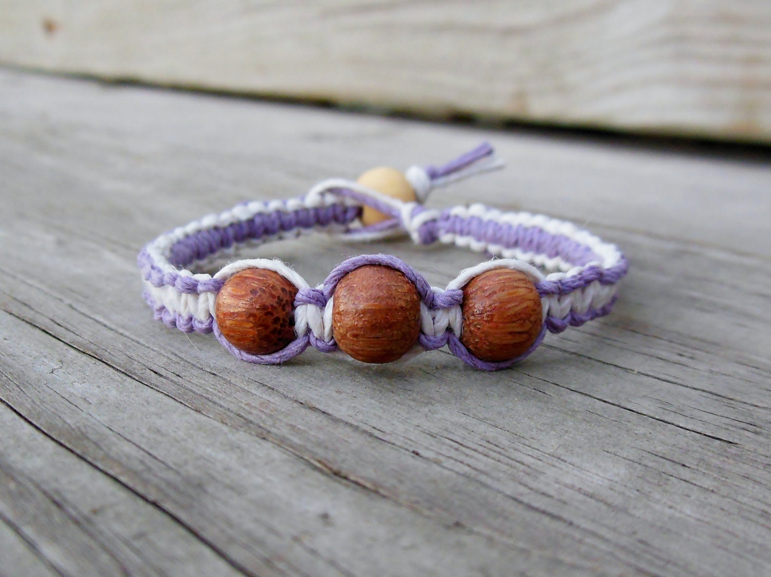 Eco friendly Hemp bracelet with wooden beads