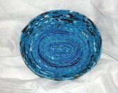COILED FABRIC BASKET Turquoise Blue Black White Home Decor Living Room Bedroom Bathroom Kitchen Bread Candy Cookie Gift Basket Handcrafted