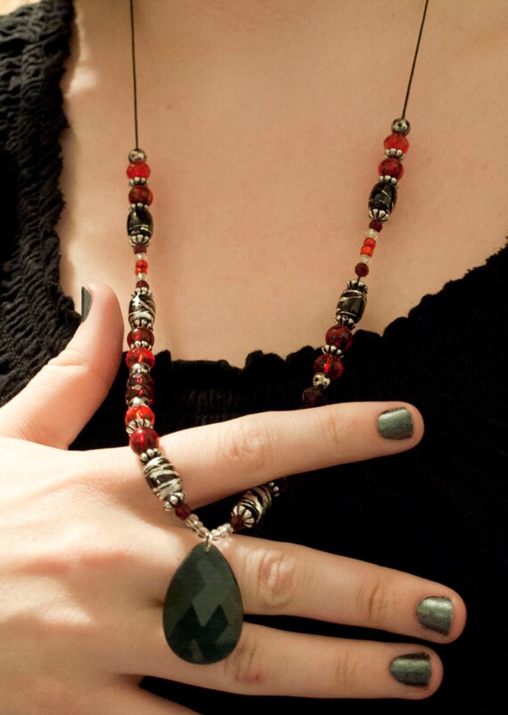 Sliding Knot Beaded Necklace by KambricArt on Etsy