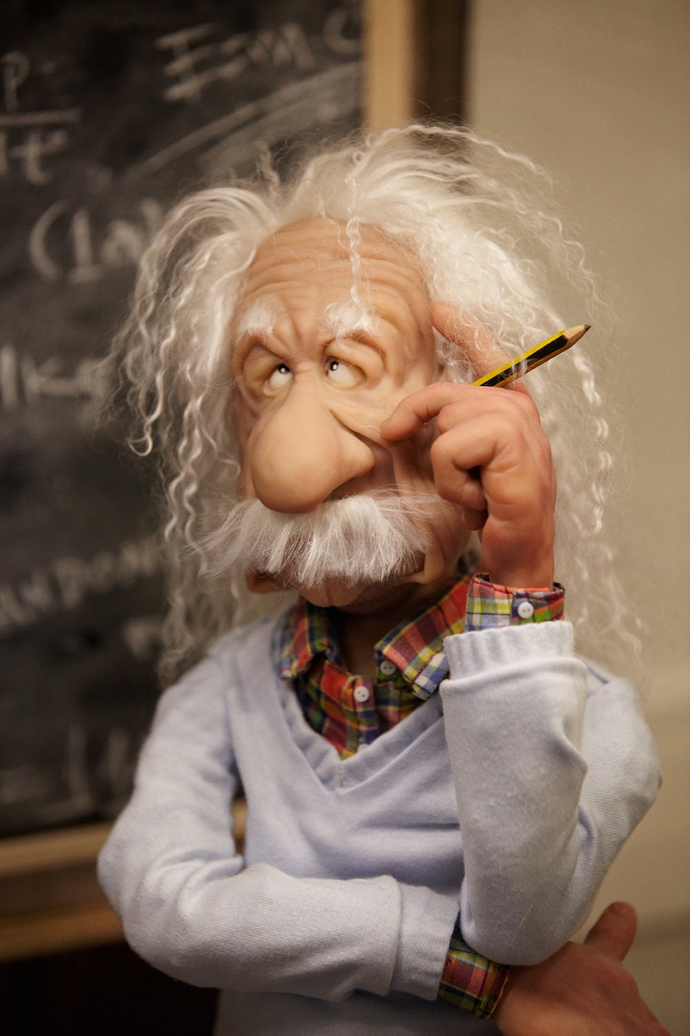 OOAK Polymer clay Art Doll -  Einstein (inc. Display Case)