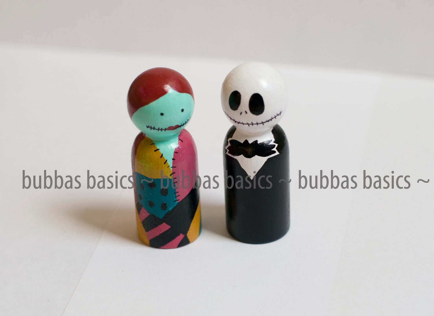 Nightmare before Christmas Jack and Sally peg doll set