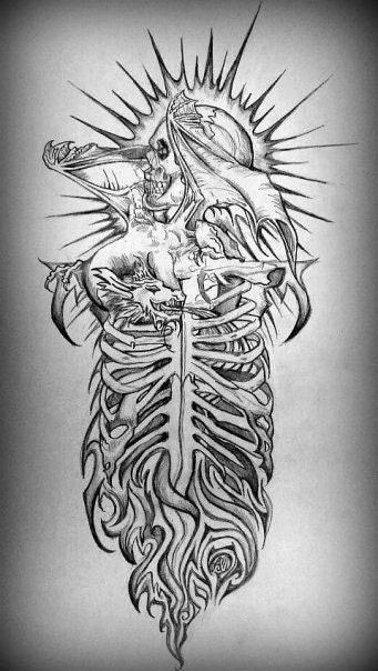 Sleeve or Backpiece- Custom Hand Drawn Tattoo Design- Size Large