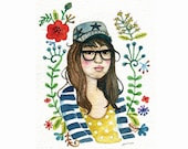 An original watercolor  portrait for one person(with pet), custom portrait, custom illustration.
