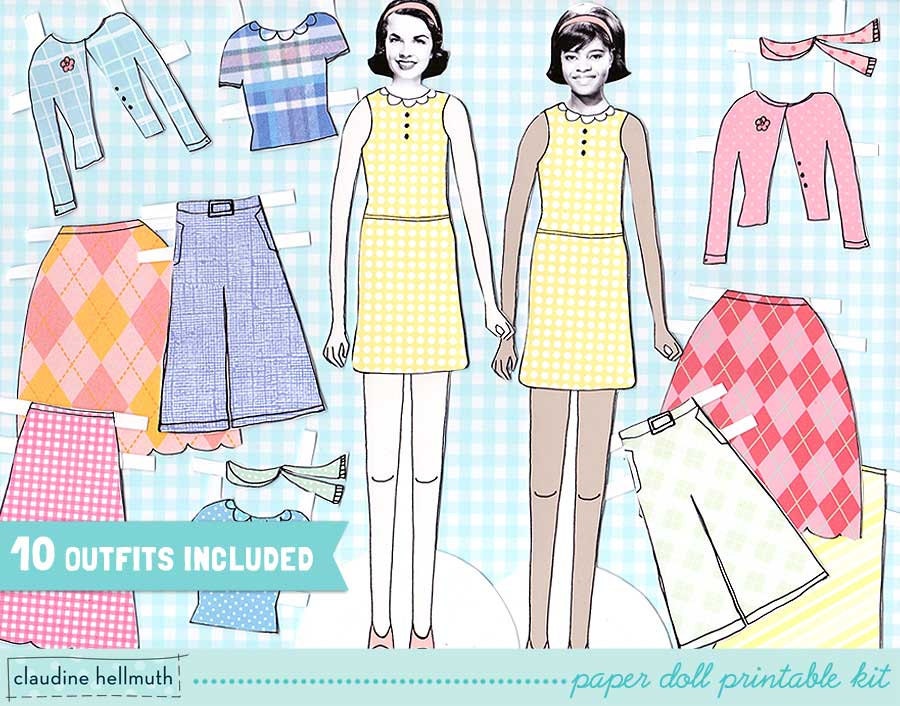 WOMAN paper doll set - easy for you to customize with your own photos - printable PDF - INSTANT download