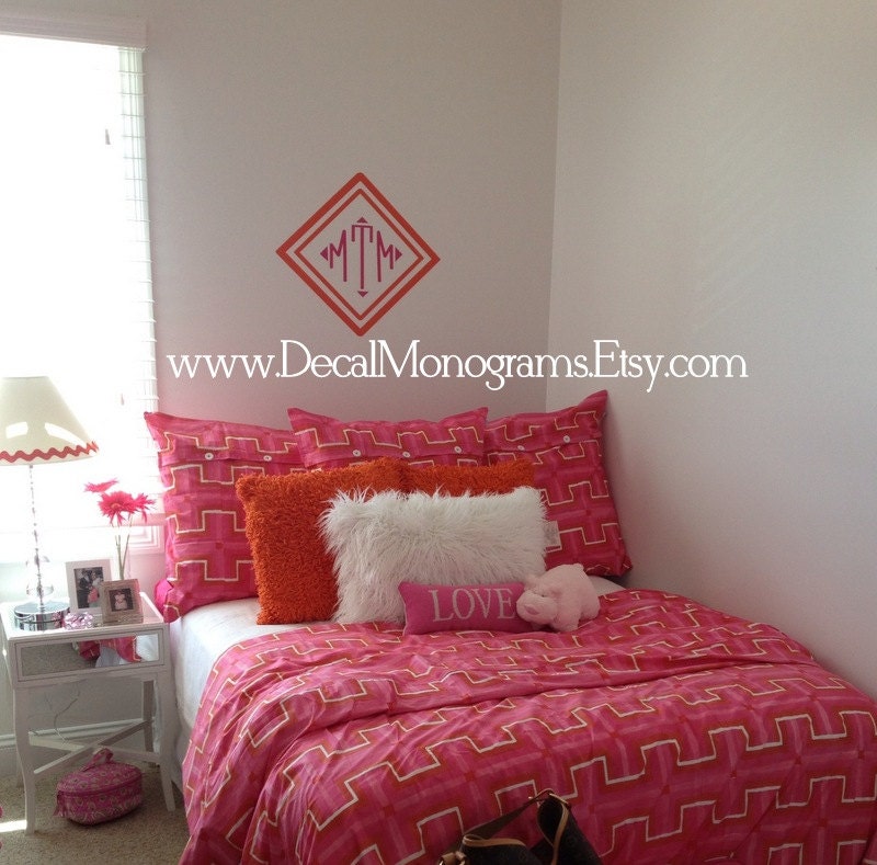 LARGE double diamond 18" wide vinyl monogrammed decal