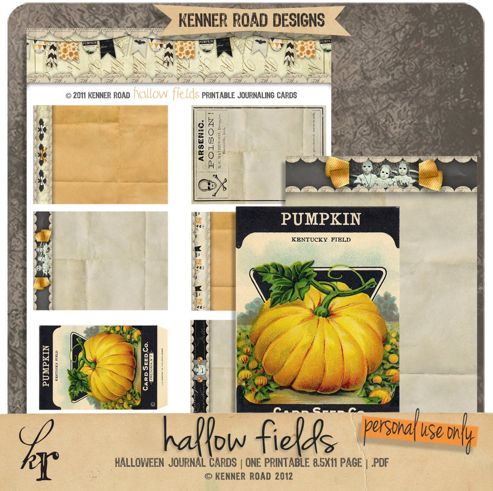Hallow Fields - Printable Journal Cards Vintage Halloween