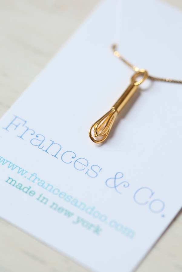 18K Gold Dipped Whisk Pendant or Charm