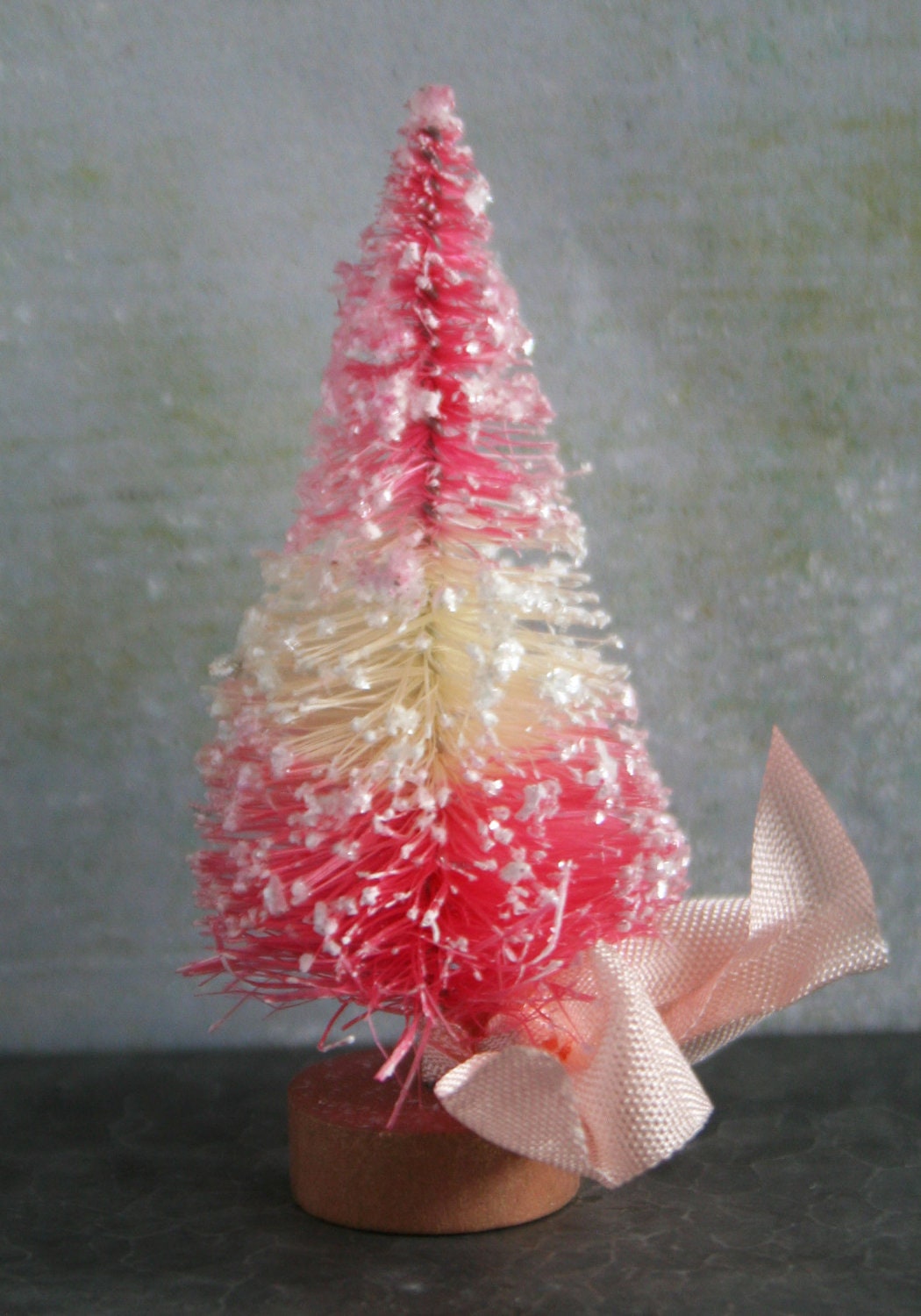 Easter Gumdrop Pink and White Striped Vintage Style Holiday Bottle Brush Tree