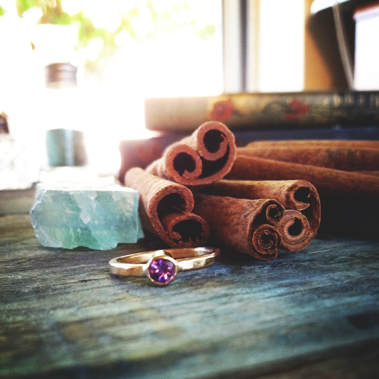 Gold birthstone stacking rings