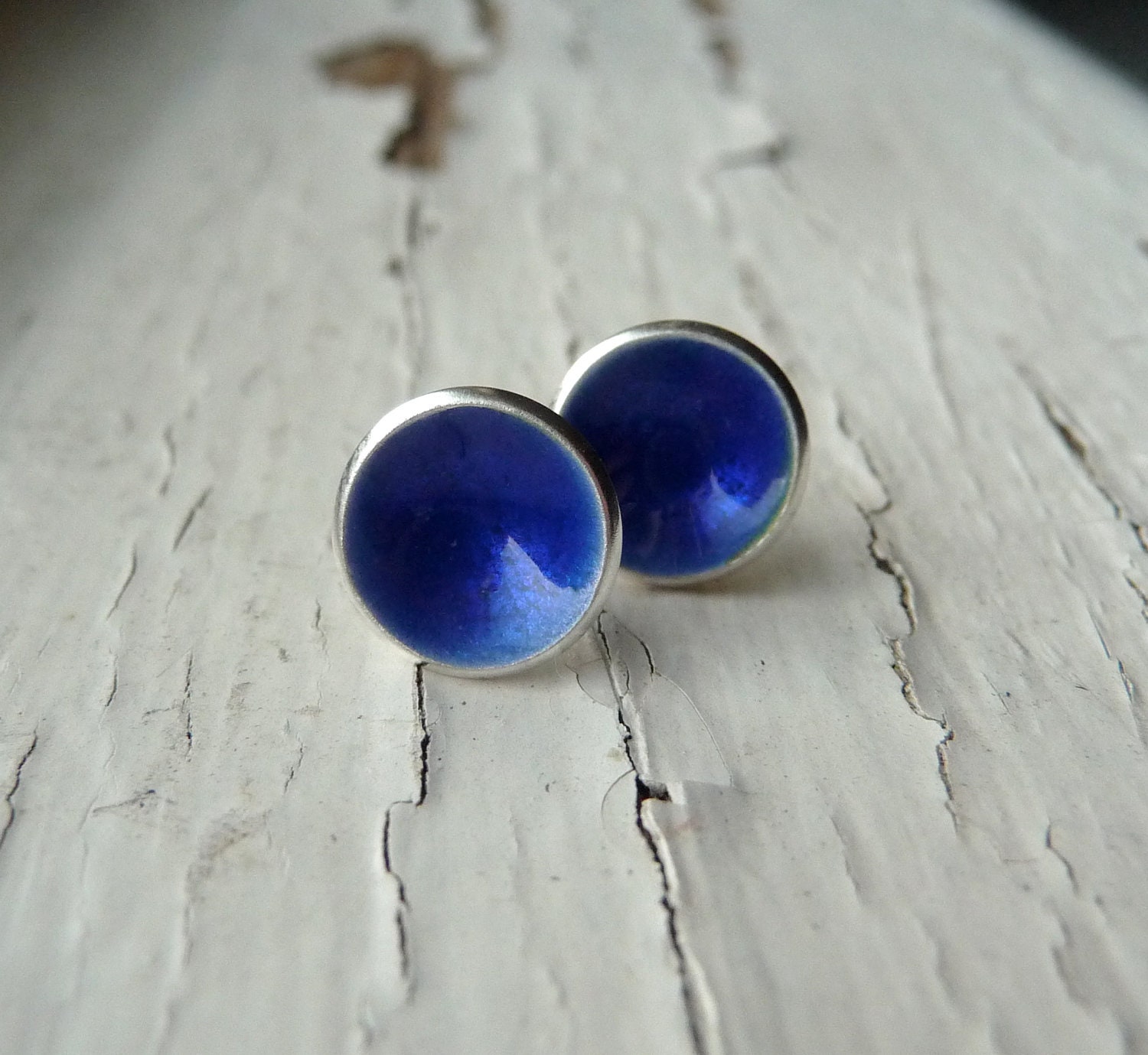 parisian blue dot earrings
