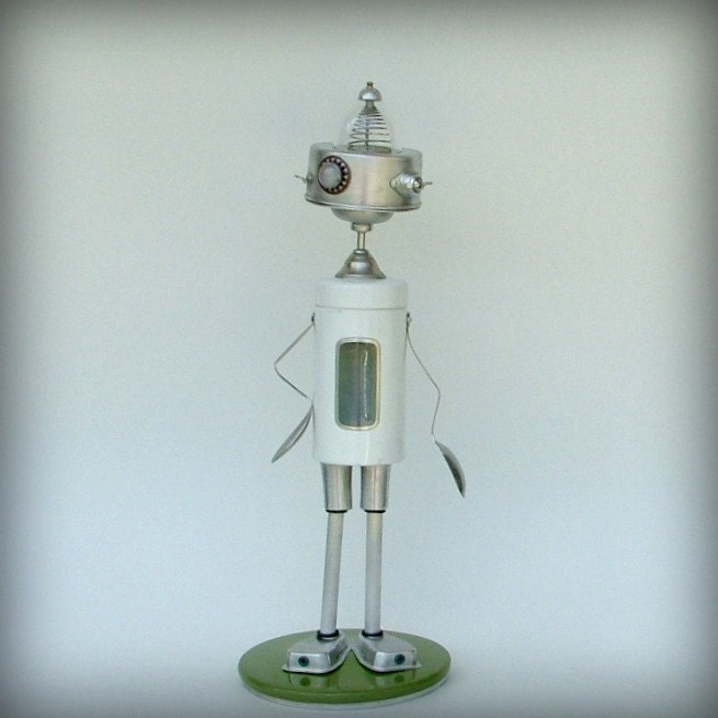 The Jet Setter - art sculpture metal recycled art assemblage- robot
