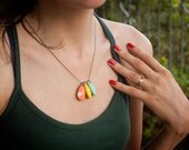 Ice Cream Necklace - Vintage Inspired - Pastel Teardrops - Mint Peach Lemon - Rainbow Necklace