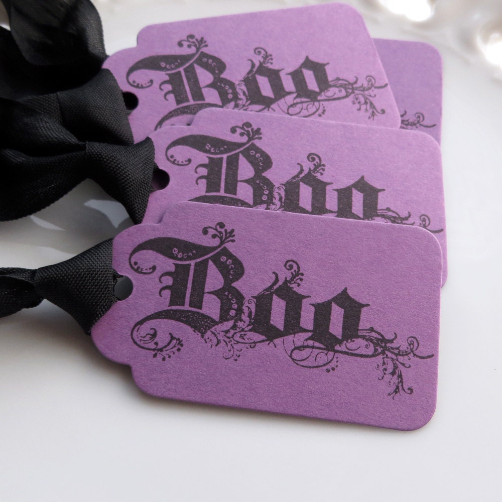 Halloween Tags Boo - Set of 6 - Custom Colors Available - Halloween Party Tags Halloween Wedding Boo Tags Il_570xn