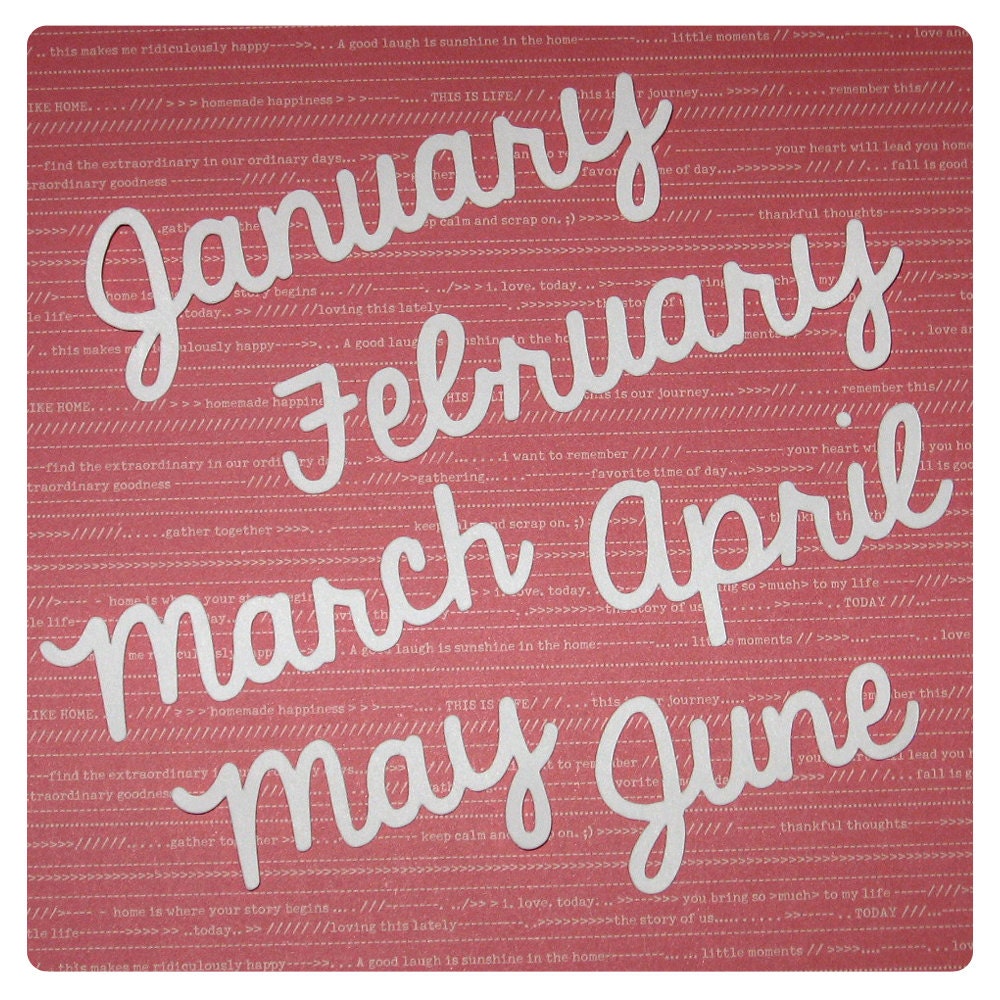 12 Months of the Year Title Die Cuts