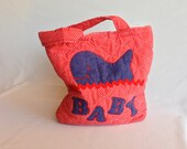Vintage Quilted Diaper Bag whale appliqué