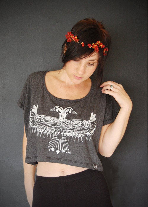 Reverie - Crop Top Cropped tshrit  - in almost black - by Bark Decor