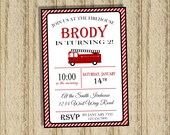DIY Printable Modern Fireman Birthday Party Invitation- Fireman Invite