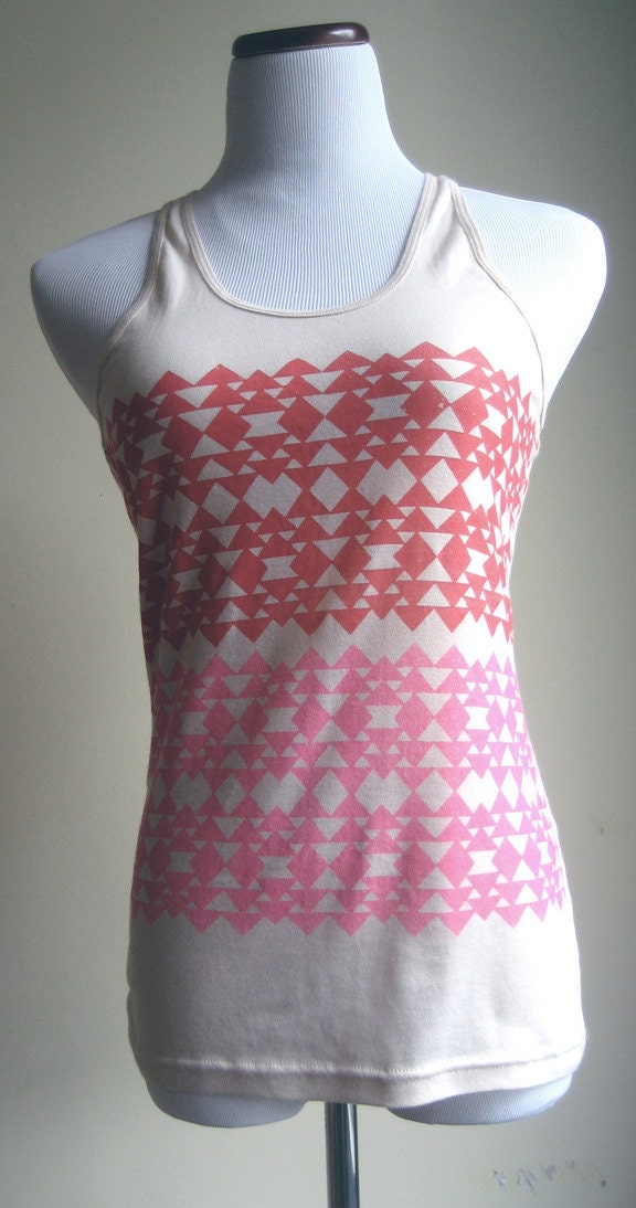Womens Tank Top, Geometric, Screen printed, Racerback