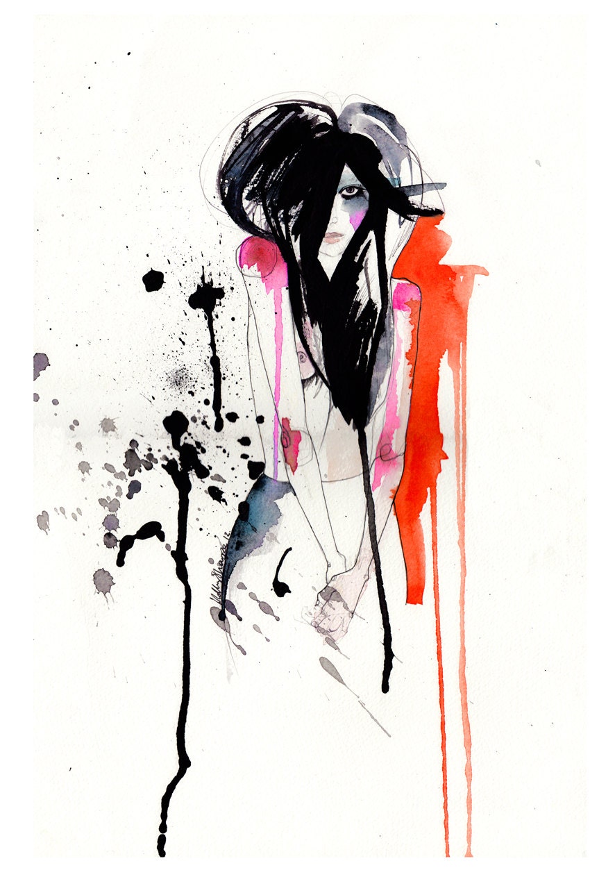 Crush // FASHION ILLUSTRATION // A3 Giclée print from an original watercolor and ink