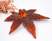 Necklace with Copper Plated Japanese Maple Leaf Pendant