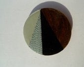 Geometric wooden hand painted and illustrated Brooch