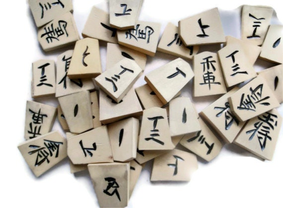 Vintage Game Pieces Japanese Daiki game tiles set of 10