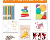 Birthday Bash 8-Card Sampler of Modern Birthday Cards on 100% Recycled Paper
