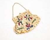 Vintage 30s Purse - Sequined Handbag - Gold Sequins