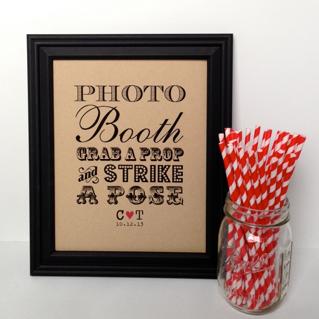 PHOTO BOOTH Sign, Props, Rustic Wedding Sign - 8x10, Personalized, Typography, Kraft Paper