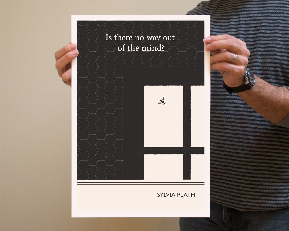 Illustration, Sylvia Plath Quote - Fine Art Print, Art Posters, Bee Drawing, Bee Illustration, Window Art, Black and White Giclee Print