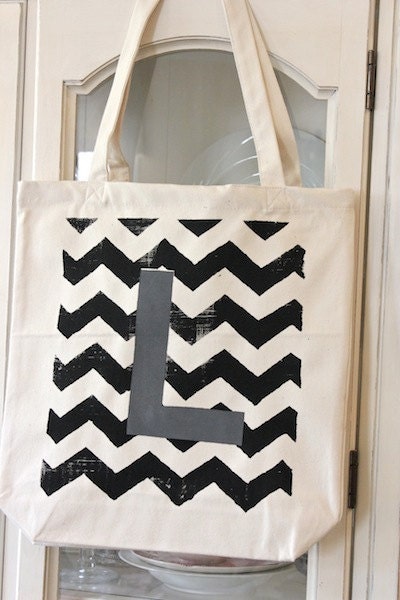 1 - "MODERN CHEVRON"  Tote Bag -Wedding Tote Bag - Monogrammed Tote Bag - Bridesmaid Tote bag - Chevron Tote Bag