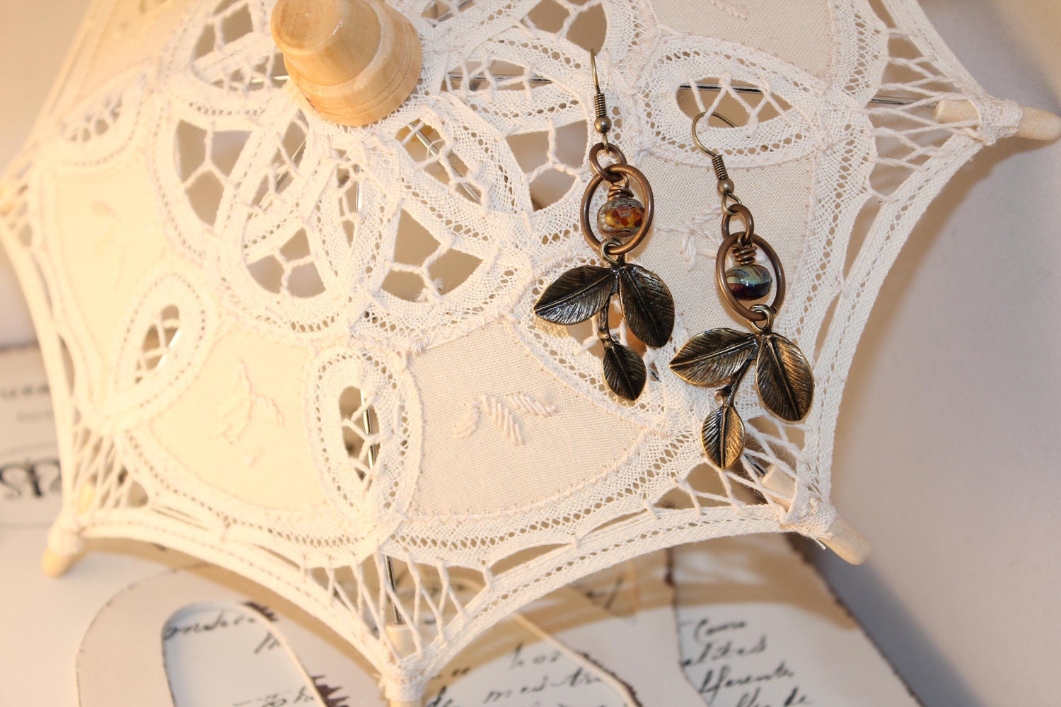 Brass Leaves Vintage Style Earrings