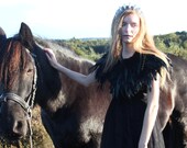 Black feather shrug/ cape/ capulet